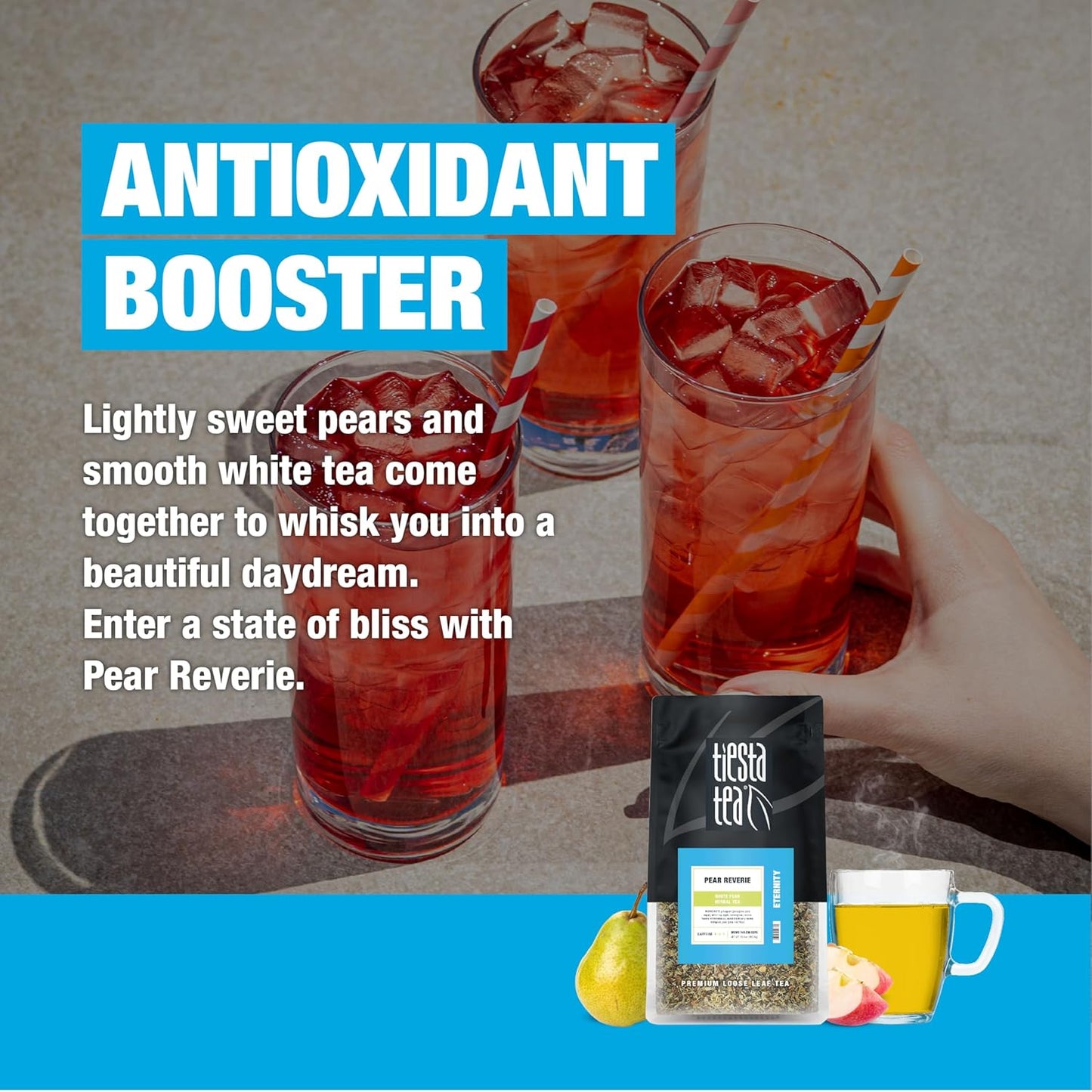 Tiesta Tea - Pear Reverie Tea, Loose Leaf, White Pear Herbal Tea, Premium Low Caffeine Tea Blend, Make Hot or Iced & Up to 200 Cups, 16 oz Resealable Bulk Pouch