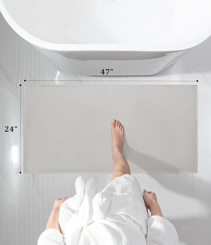 YIHOUSE Bathroom Rugs Mat 24x47, Non Slip Quick Dry Bath Mats for Bathroom Absorbent Ultra Thin Bath Rugs Machine Washable Fit Under Door for Sink, Cabinet, Laundry (Beige, 24"x47")