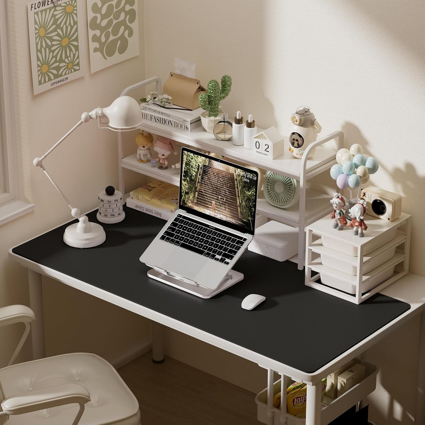 Aothia Leather Desk Pad Protector, Office Desk Mat, Large Mouse Pad, Laptop Desk Pad, Non-Slip PU Leather Desk Blotter, Waterproof Desk Writing Pad for Office and Home (Black, 55" x 24")