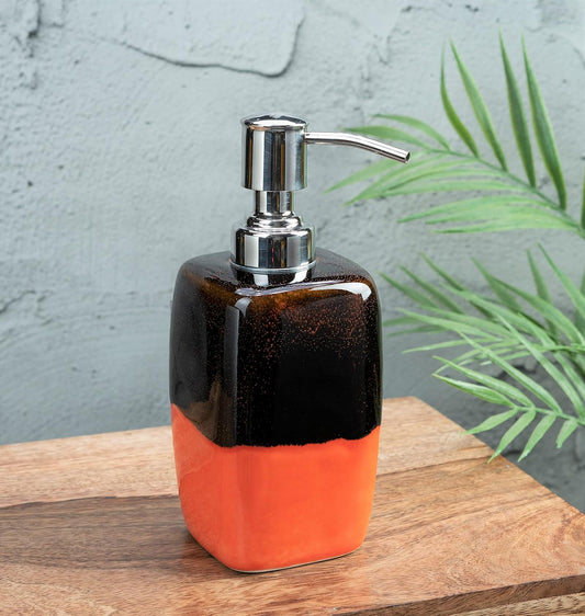 Handmade Ceramic Soap Dispenser Hand Painted Complete Bath Luxury Accessory Kitchen Bathroom Countertop Organizer Home Decoration 9.5 OZ Refillable Rust Proof Pump Lotion Liquid Soap Dispenser 6.5"