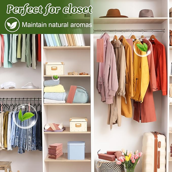 ESRICH Cedar Blocks for Clothes Storage,15 Pack with Metal Hooks,100% Natura Cedars Wood for Closets,Cedars Planks with Sandpaper,Cedar Chips for Closets and Drawers