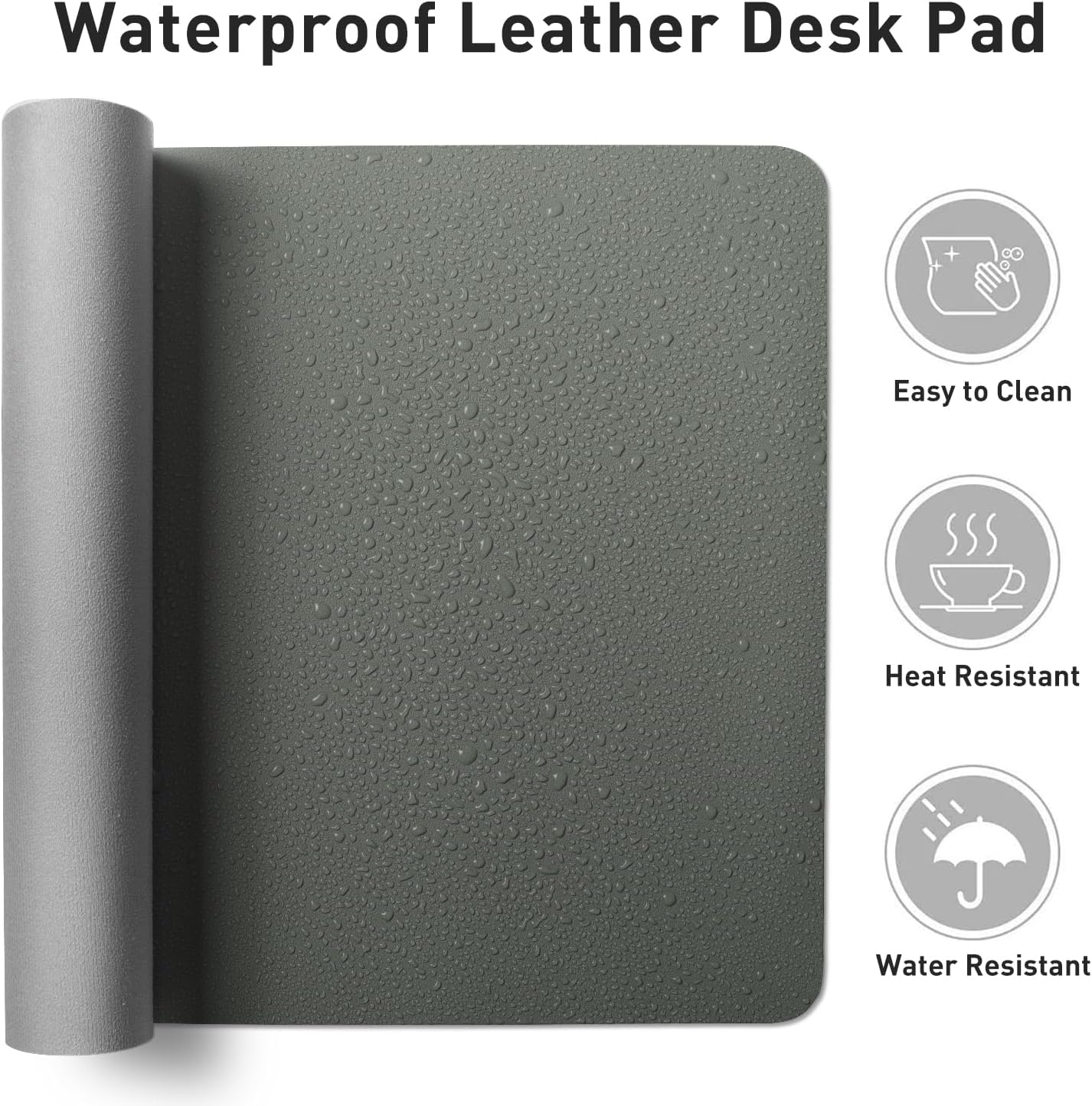 Aothia Faux Leather Desk Mat – Large Mouse Pad, Non-Slip PU Leather Blotter, Waterproof Writing Surface for Office and Home (Jungle Green, 47.2" x 23.6")