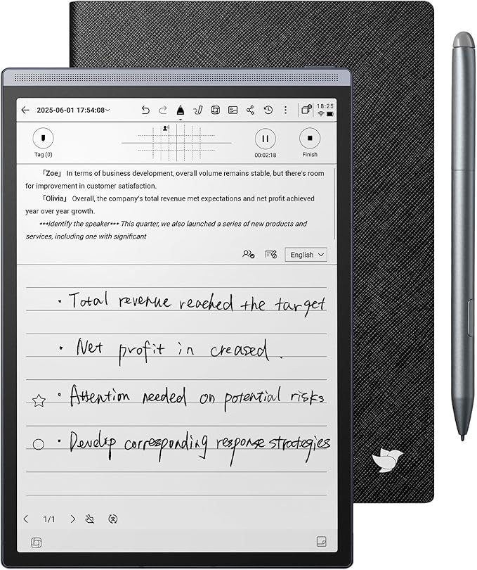 AINOTE Air 2 Bundle, 8.2" AI E Ink Tablet, Smart Paper Note-Taking Tablet with Stylus & Adjustable Light, ChatGPT-Powered Multi-Language Transcription, Meeting Minutes Schedule Management