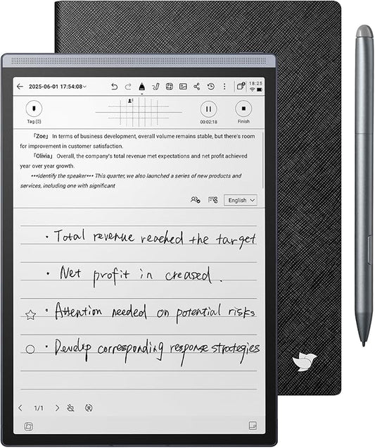 AINOTE Air 2 Bundle, 8.2" AI E Ink Tablet, Smart Paper Note-Taking Tablet with Stylus & Adjustable Light, ChatGPT-Powered Multi-Language Transcription, Meeting Minutes Schedule Management