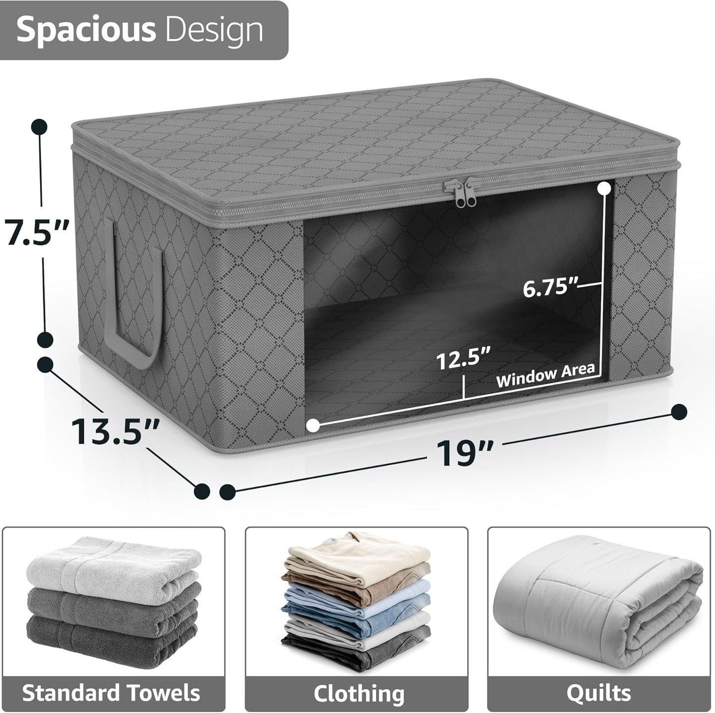 Sorbus Medium Clothes Storage Bags - Foldable Blanket Storage Bins for Organizing Bedroom, Closet, Clothing, Comforter, Organization with Clear Window, Lids and Carry Handles - Set of 8