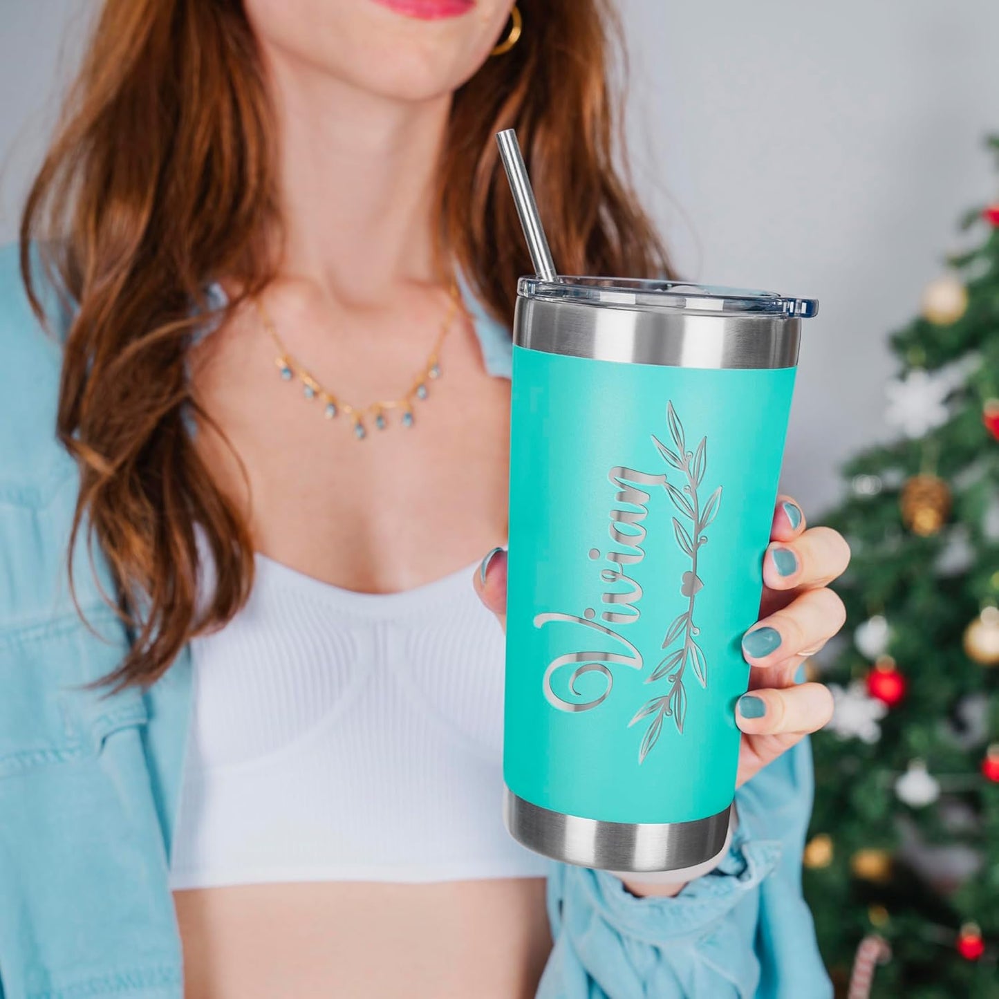 Be Burgundy Personalized Tumbler with Engraved Name - 12 Designs, 30 Oz Coffee Tumbler with Slider Lid, Teal, Double Wall Insulated - Gift for Mom, Women, Personalized Gift for Her