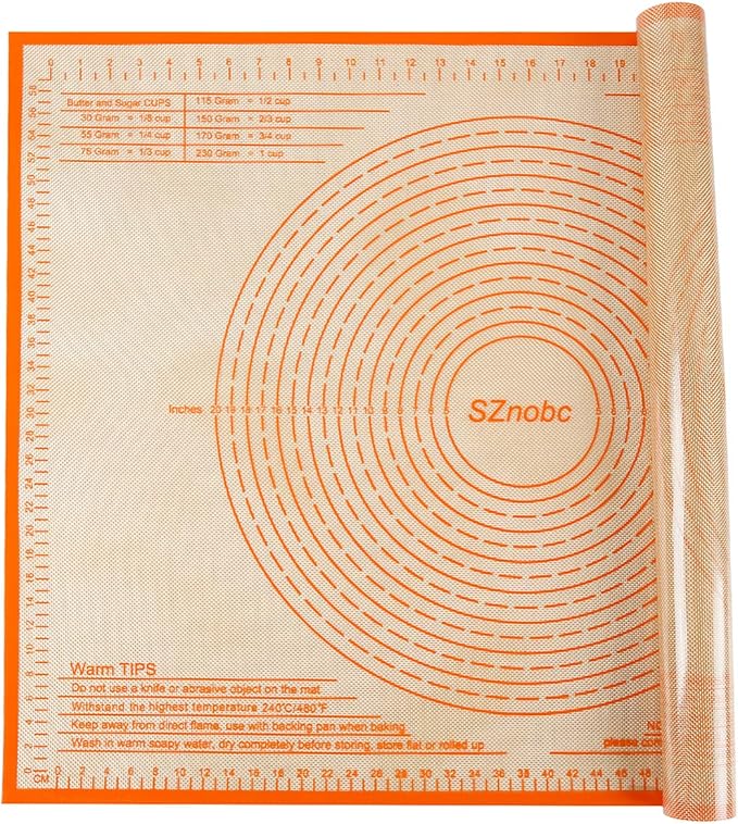 Non-slip Silicone Pastry Mat 36X24 inches Baking Mat with Measurement, Perfect for Dough, Pastry, Pie Crust, Fondant, Cookies, Bread, Pasta, Pizza, Food Grade Kitchen Counter Mats