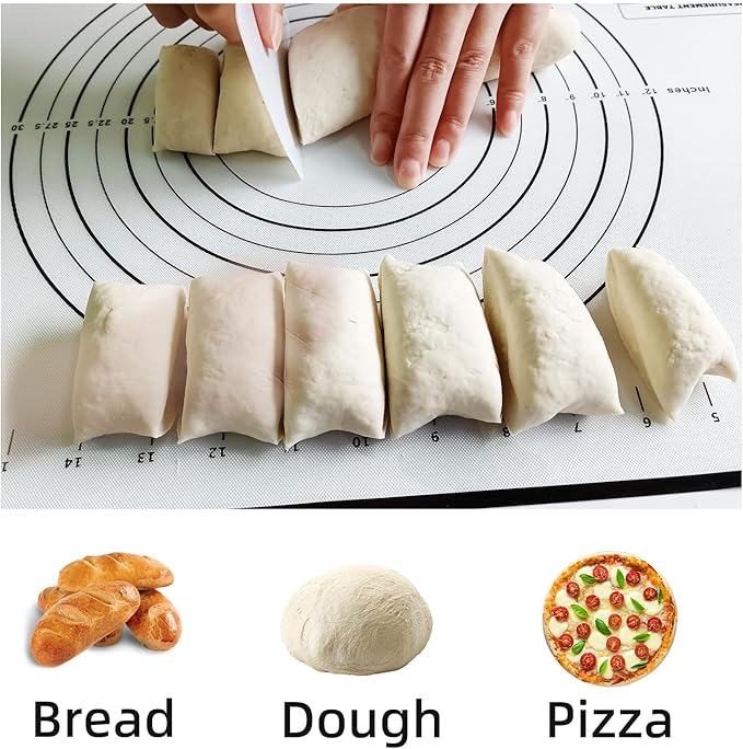 Silicone Baking Mat,32x24" Extra Large Pastry Mat for Rolling Dough Kneading Sourdough Bread Baking Supplies Black