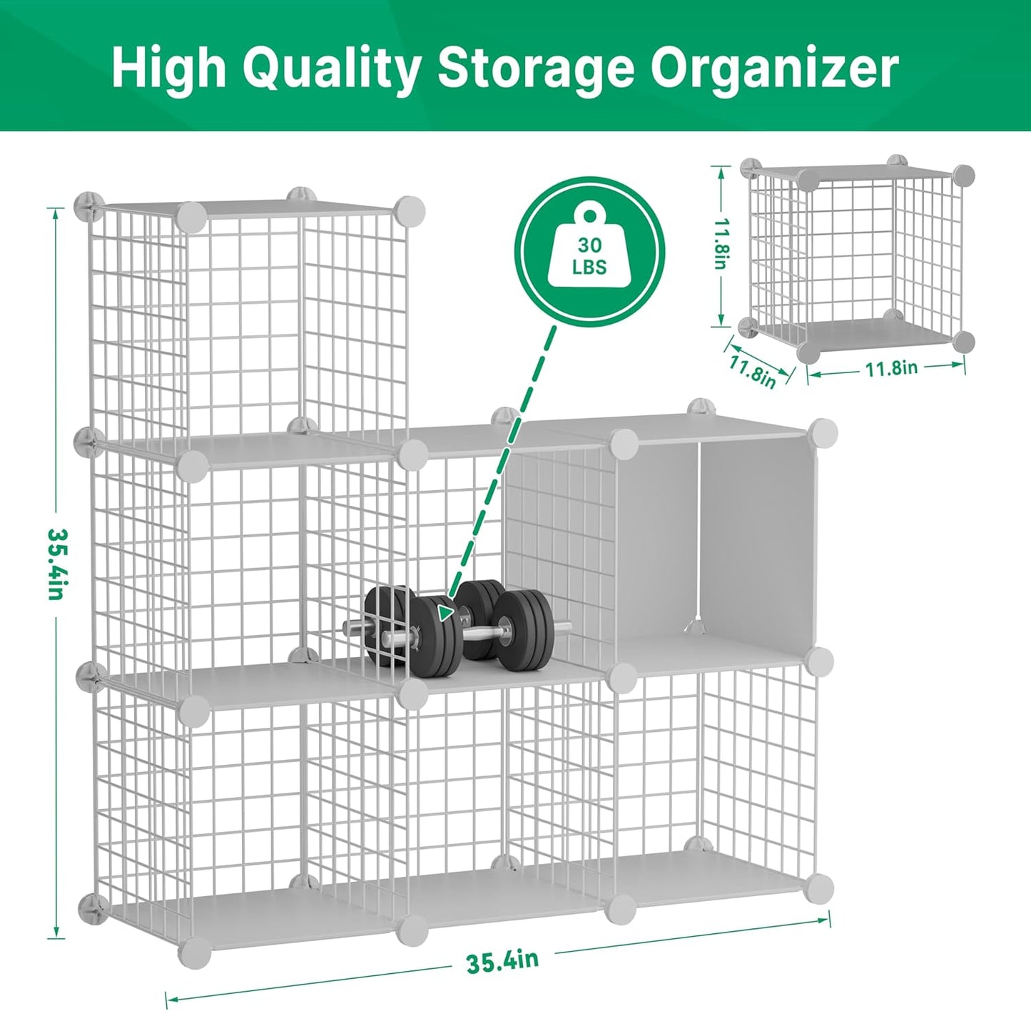 Wire Cube Storage Organizer, 6 Cubes Converted into 7 Cubes, Sturdy Metal Grids Storage Shelf Closet Shelving Units and Storage, Shelves for Bedroom LIvingroom Office