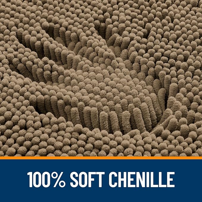 OLANLY Toilet Rugs U-Shaped 24x20, Extra Soft Absorbent Chenille Contour Bathroom Rugs for Toilet, Dry Quickly, Machine Washable, Non-Slip Bath Mat, Tan