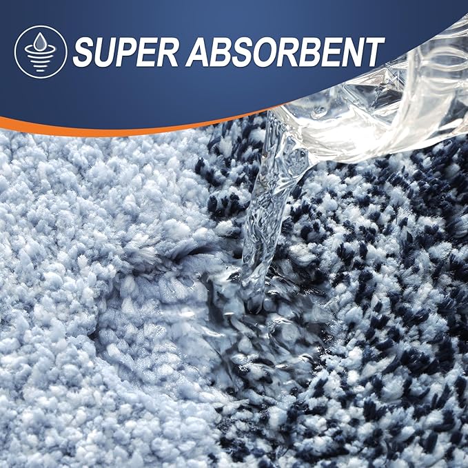 OLANLY Bathroom Rug Mat 44x24, Extra Soft and Absorbent Microfiber Bath Rug, Non-Slip Plush Shaggy Bath Carpet Runner, Machine Wash Dry, Bath Mats for Bathroom Floor, Tub and Shower, Navy Blue