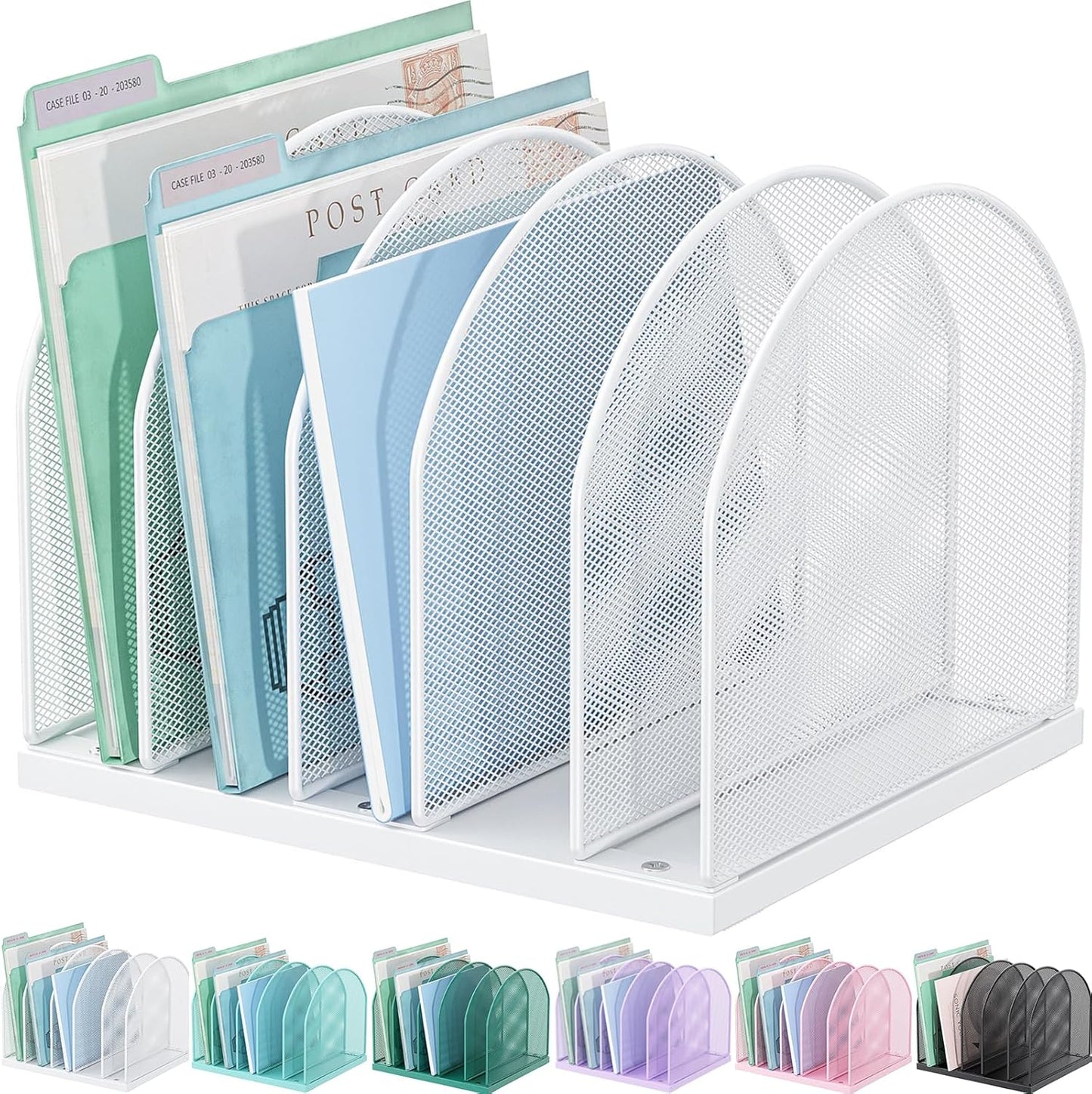 gianotter Desktop File Organizer, Desk Organizer with 5 Compartments, Paper Organizer for Desk, Workspace Organizers for Office Supplies (White)