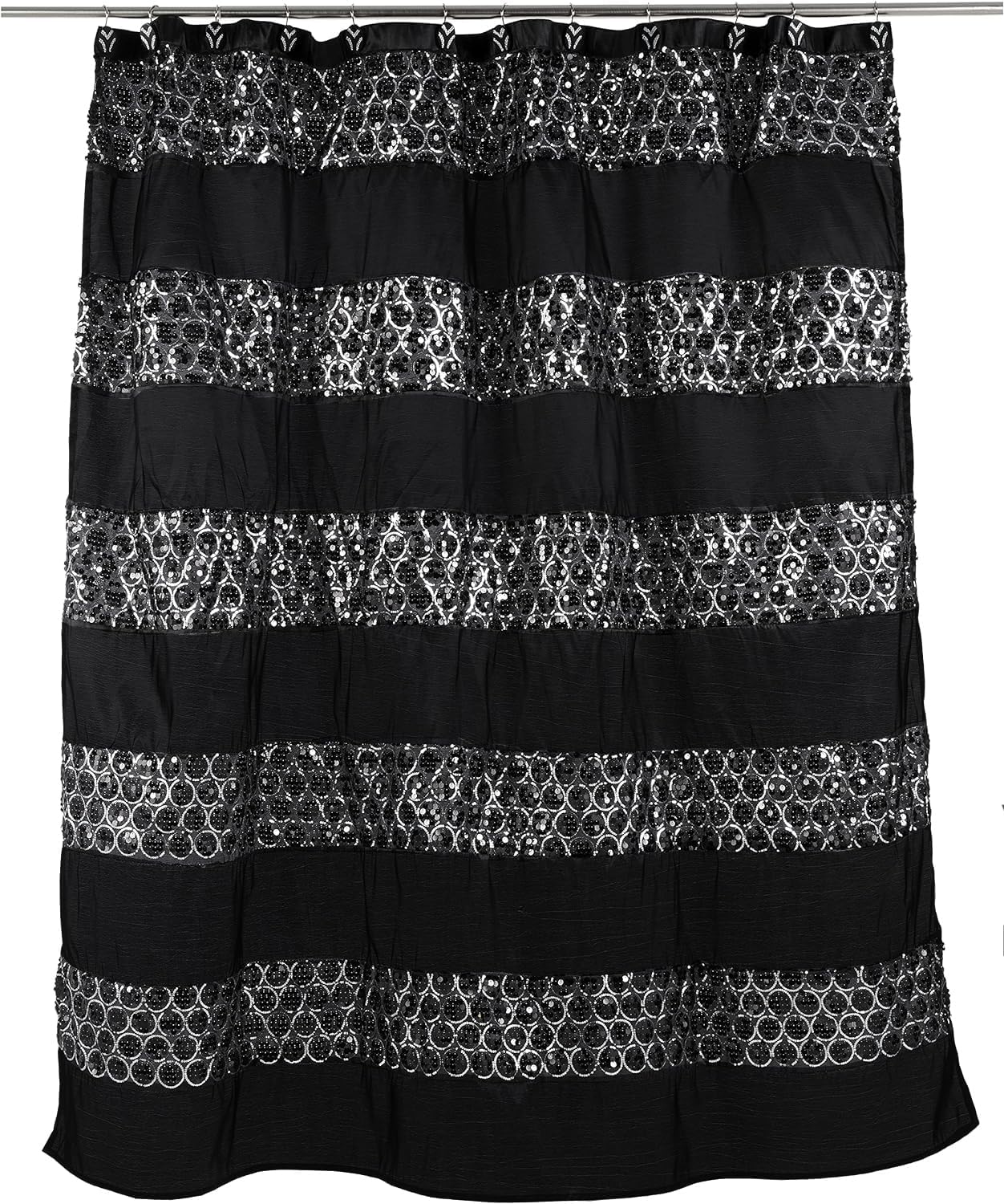 Zahari Home 13pc Sinatra Bathroom Shower Curtain Set Classic Shower Curtain & 12 Shower Curtain Hooks Luxury Fabric Shower Curtain Unique Design Bling Black Shower Curtain Set