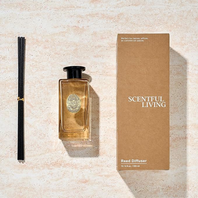 M&SENSE 10.14 oz Large Reed Diffuser Set | Cashmere Cloud Scent Oil Diffuser with Sticks | Hotel Collection Non-Toxic Essential Oil |for Bedroom Bathroom Living Room