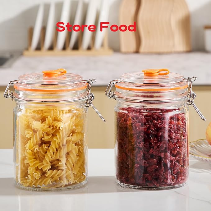 Jillmo Glass Fermentation Jar, 700ml Fermenting Kit for Making Sauerkraut, Hot Sauce, Mead, Cider and More, Pack of 2