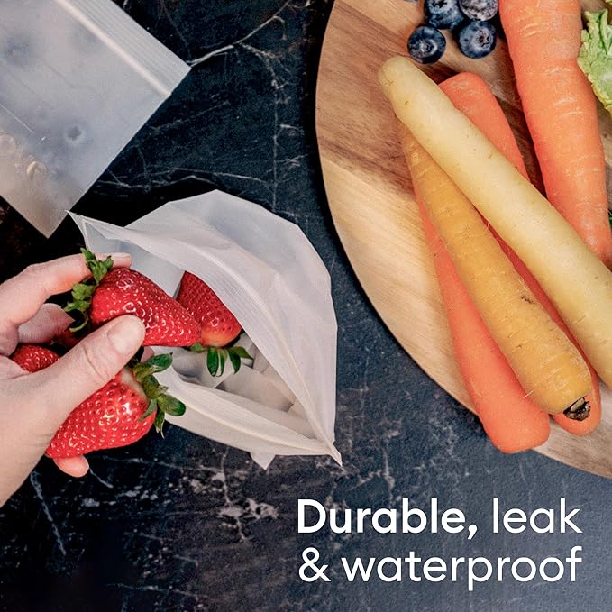 Vove Compostable Storage Bag Bundle, 140 Count Multi-Size S/M/L/XL – Freezer Safe, Resealable, Non Toxic Bags for Food, Meal Prep & Snacks, Plastic-Free Eco Bags