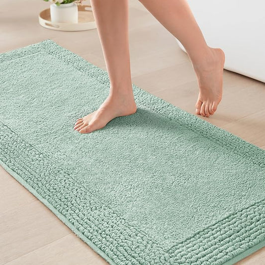 Madison Park Splendor Reversible 100% Cotton Tufted Bathroom Rug-3000 GSM Hotel Quality Luxurious Plush Medium Pile Bath Mat Absorbent, Quick Dry, Shower Room Décor, 24x60 Green