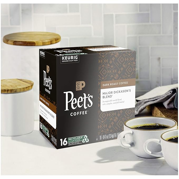 Peet’s Coffee Major Dickason's Blend K-Cup Coffee Pods for Keurig Brewers, Dark Roast, 16 Pods