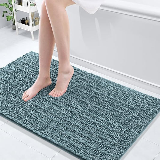 Arotive Luxury Chenille Bathroom Rug Mat, Extra Soft Thick Absorbent Shaggy Bath Rugs, Non-Slip Machine Wash Dry, Plush Bath Mats for Bathroom, Shower and Tub, 47x24, Smoky Gray
