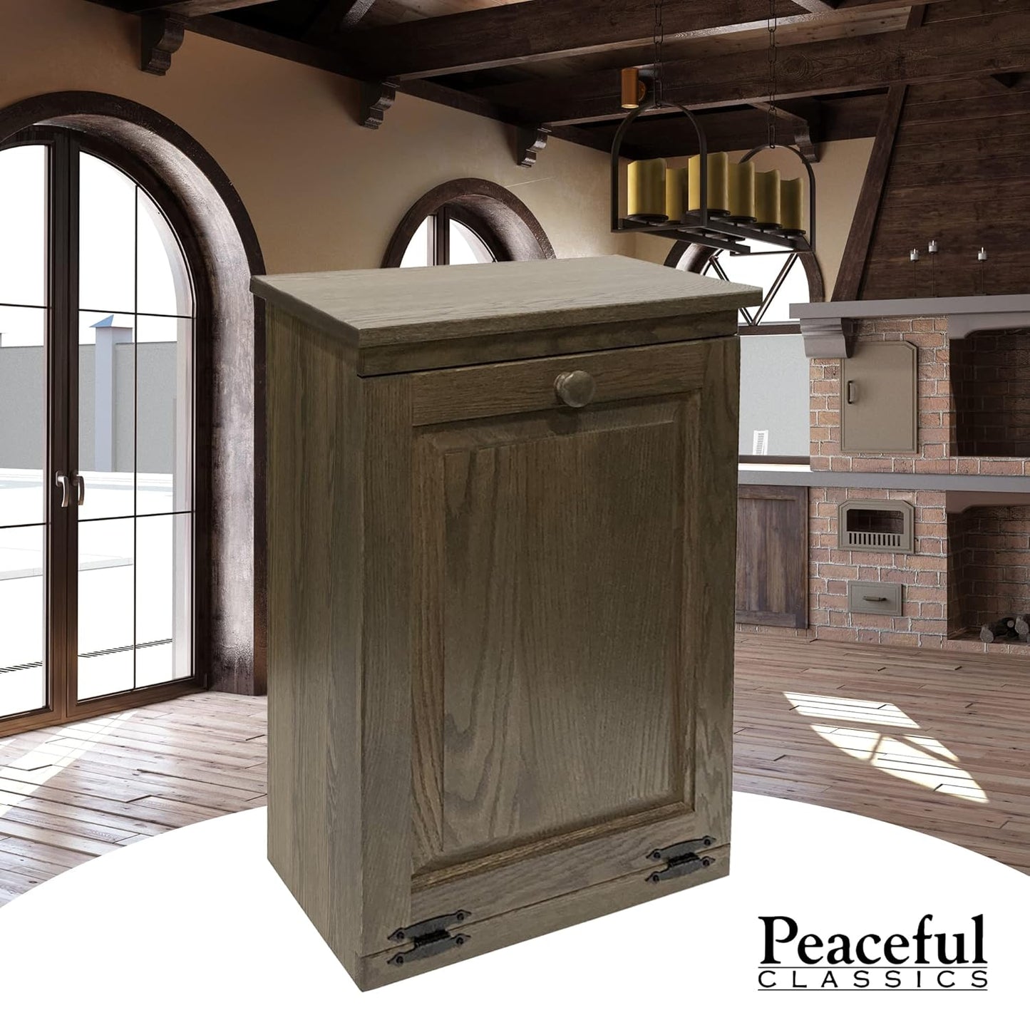 Peaceful Classics Tilt Out Trash Cabinet- Amish Handcrafted Wooden Pull Out Cabinet, Decorative Trash Bin for Kitchen, Bedroom, & Home Patio, Laundry Hamper Cabinet, Antique Slate