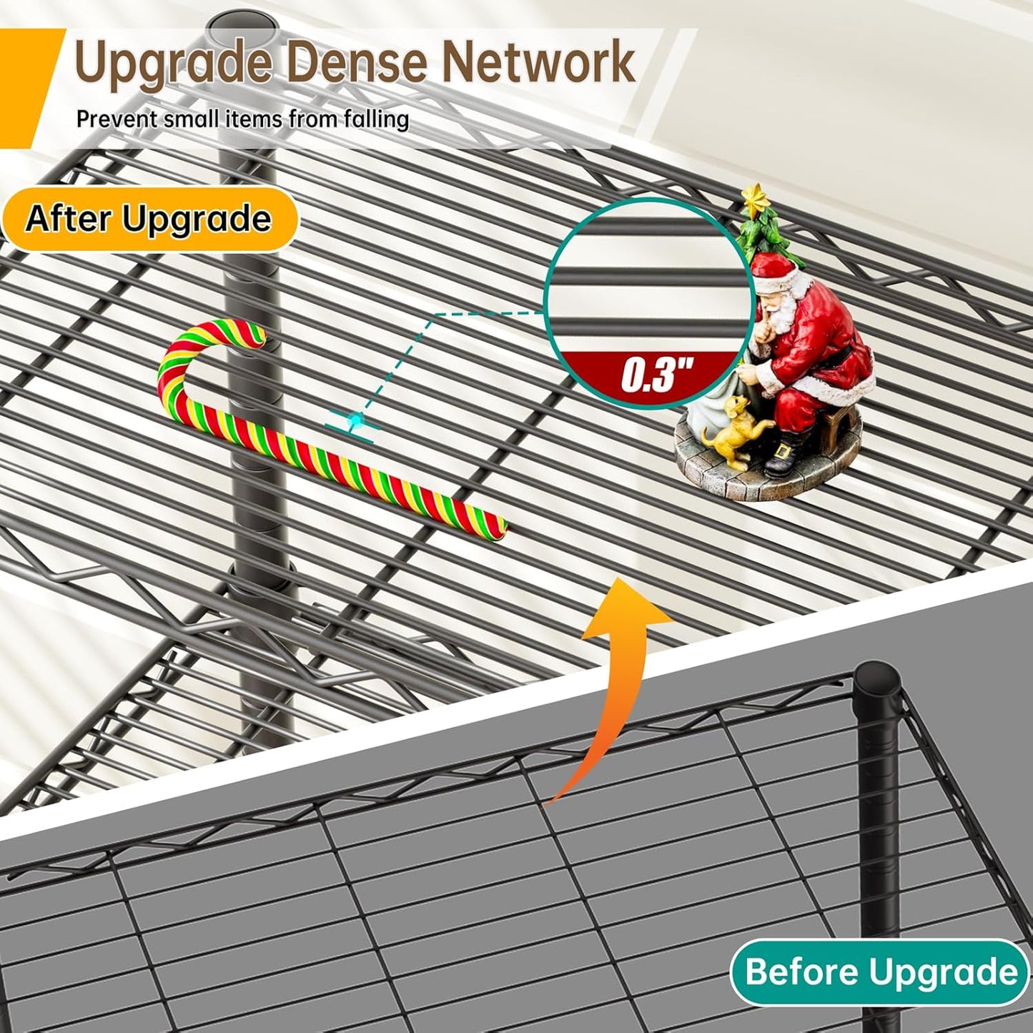 6 Tier Shelf Adjustable Storage Mesh Gaps Metal Utility Shelves Wire Shelving Unit Organizer Rack for Home Kitchen Office Bathroom Pantry Room10 D x 16" W x 60" H Black