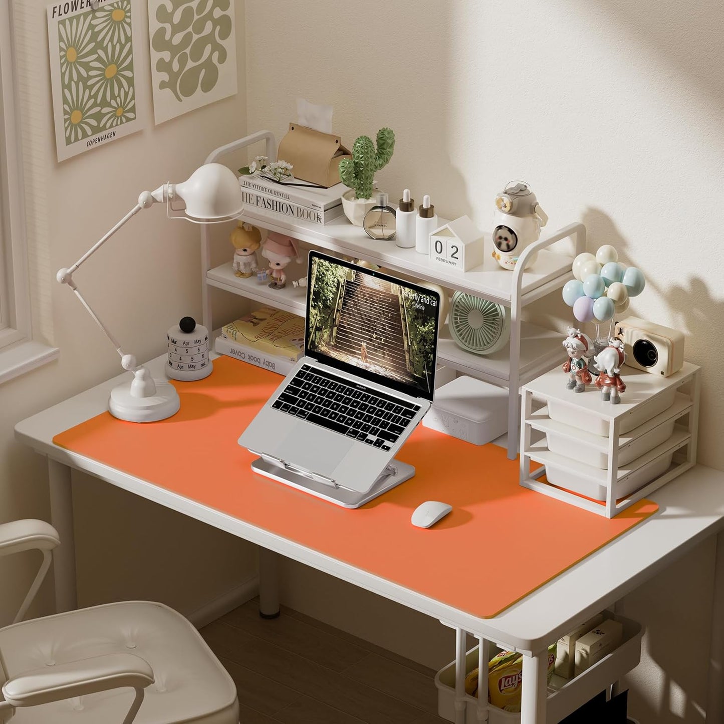 Aothia Faux Leather Desk Mat – Large Mouse Pad, Non-Slip PU Leather Blotter, Waterproof Writing Surface for Office and Home (Orange, 47.2" x 23.6")