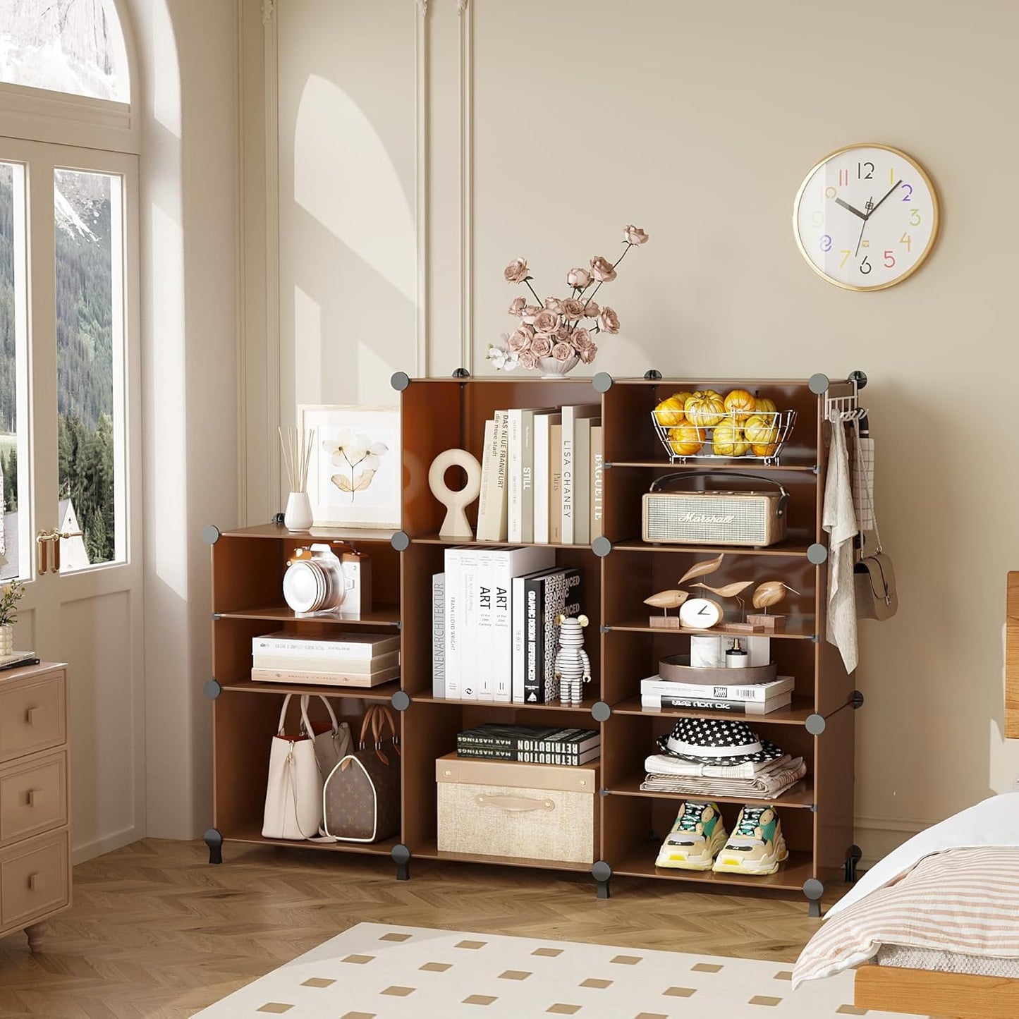 AWTATOS Closet Organizer 8 Cube Storage Shelves Clothes Organizers Closet Storage Stackable Cubby Shelving for Closet Bedroom Living Room Office Cocoa Brown