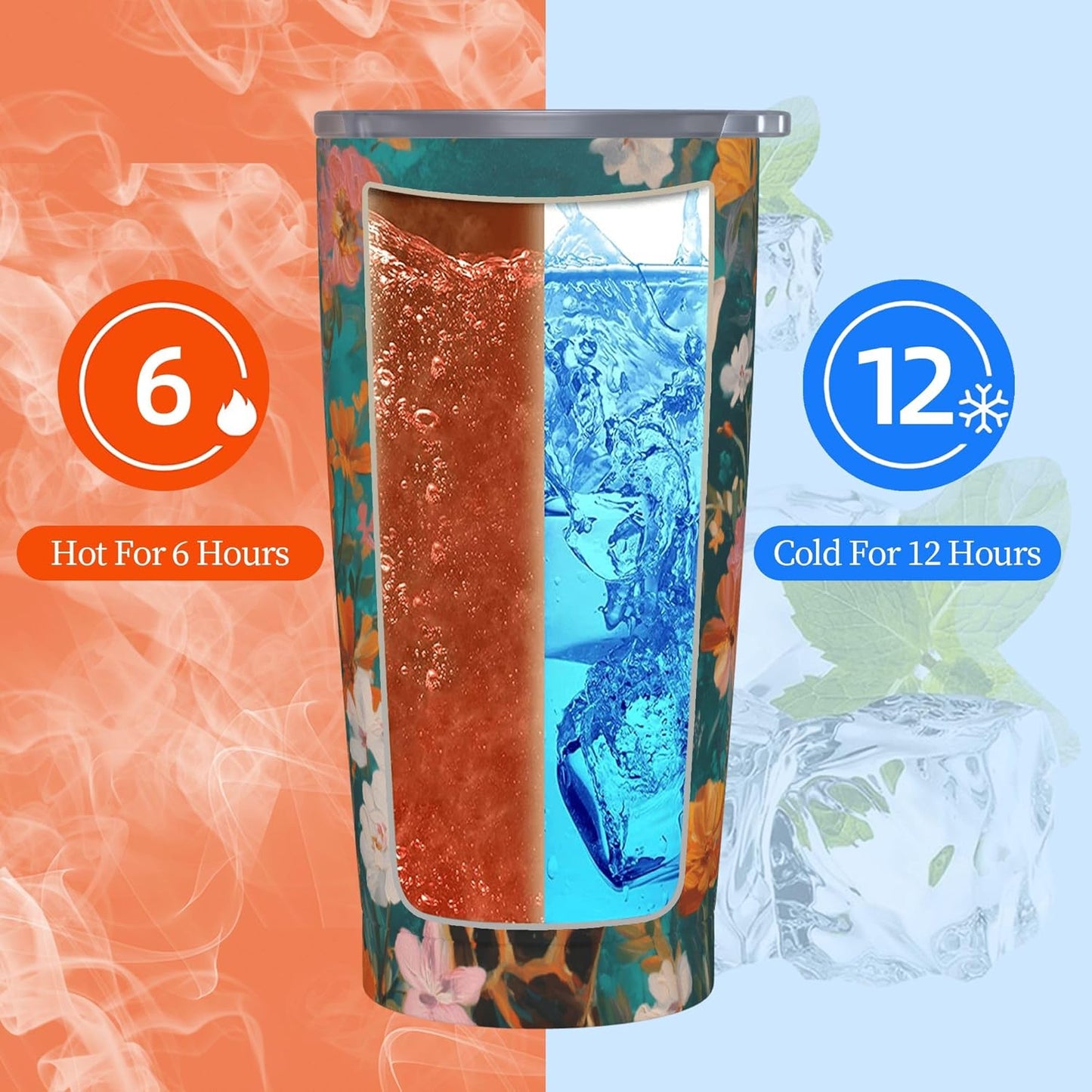 Giraffe Tumbler with Lid and Straw 20oz Insulated Reusable Stainless Steel Travel Mug Double Wall Vacuum Coffee Cup for Hot Cold Drinks Leak-Proof Portable Cups for Women Men Gifts