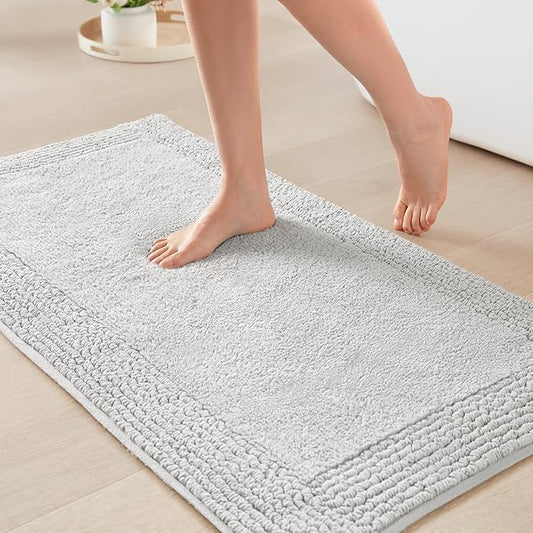 Madison Park Splendor Reversible 100% Cotton Tufted Bathroom Rug-3000 GSM Hotel Quality Luxurious Plush Medium Pile Bath Mat Absorbent, Quick Dry, Shower Room Décor, 17x24 Grey
