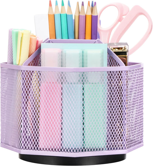 Exerz Desk Organiser/Mesh Desk Tidy Candy/Pen Holder/Multifunctional Organiser 360 Rotating