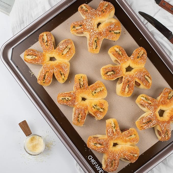 CHEFMADE 17-Inch Silicone Baking Mat with Measurements, Non-stick Heat Resistant Rolling Dough Mat, for Pastry,Pizza, Fondant and Pie Crust Making 11.7" x 16.7" (Brown)