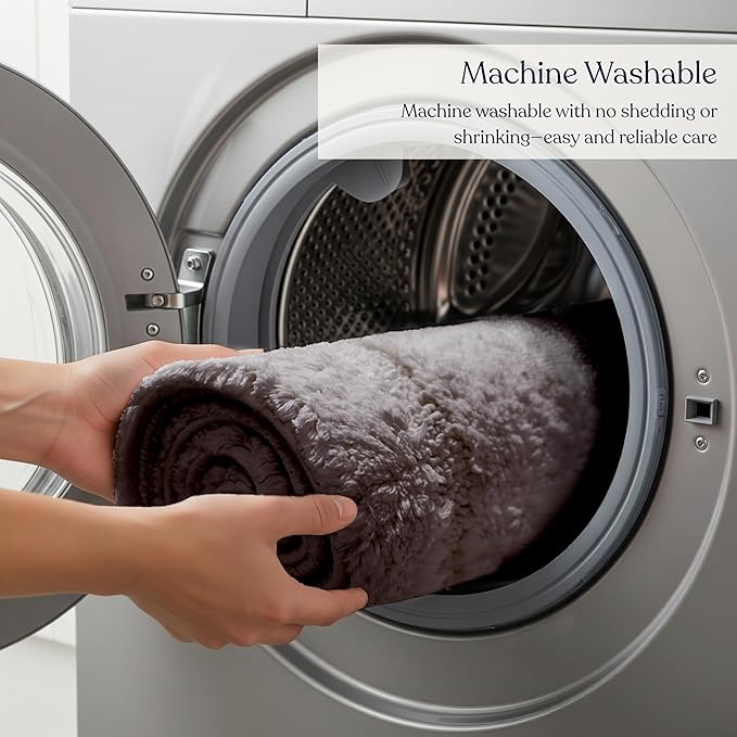 Delara Organic Cotton Reversible Bath Mat – 3000 GSM, GOTS Certified, Ultra-Thick & Super Absorbent | Soft, Plush & Quick-Drying Bathroom Rug (Dark Grey, 24x44)