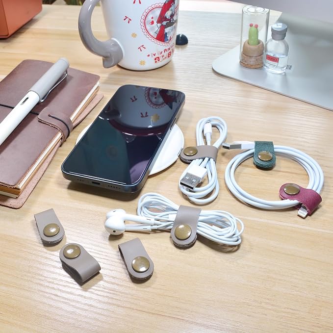 CAILLU Cord Organizer,Cord Keeper,Cable Organizer USB Holder,Cable Management,Cable Straps,Earbud case,wrap Headset Winder,Phone Earphone Clips Ties (gray Cord Organizer)