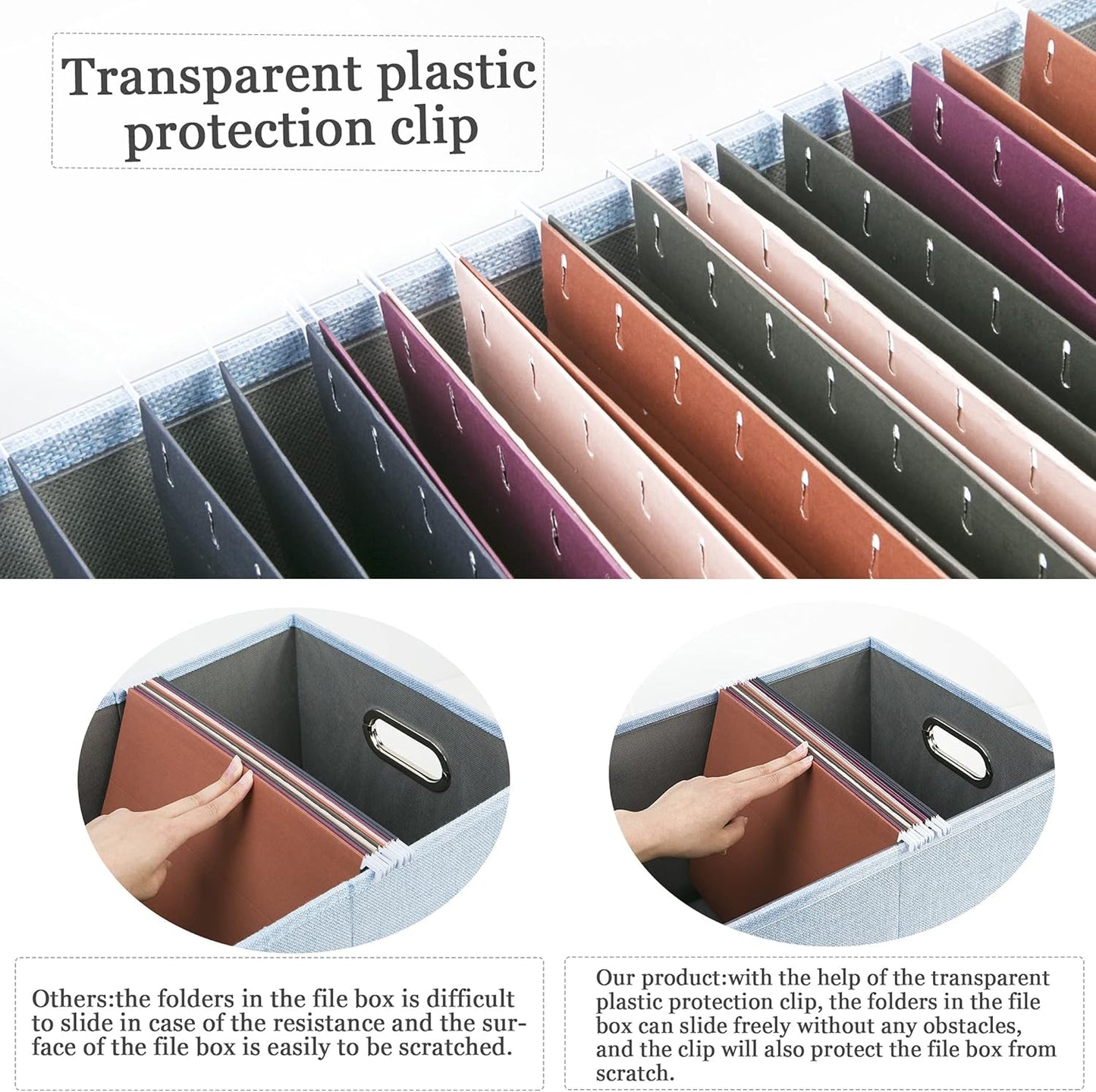 2 Pack File Storage Organizer, Filing Box, Portable File Box with Lid, Fit for Letter/Legal File Folder Storage, Document Organizer, Sky-blue