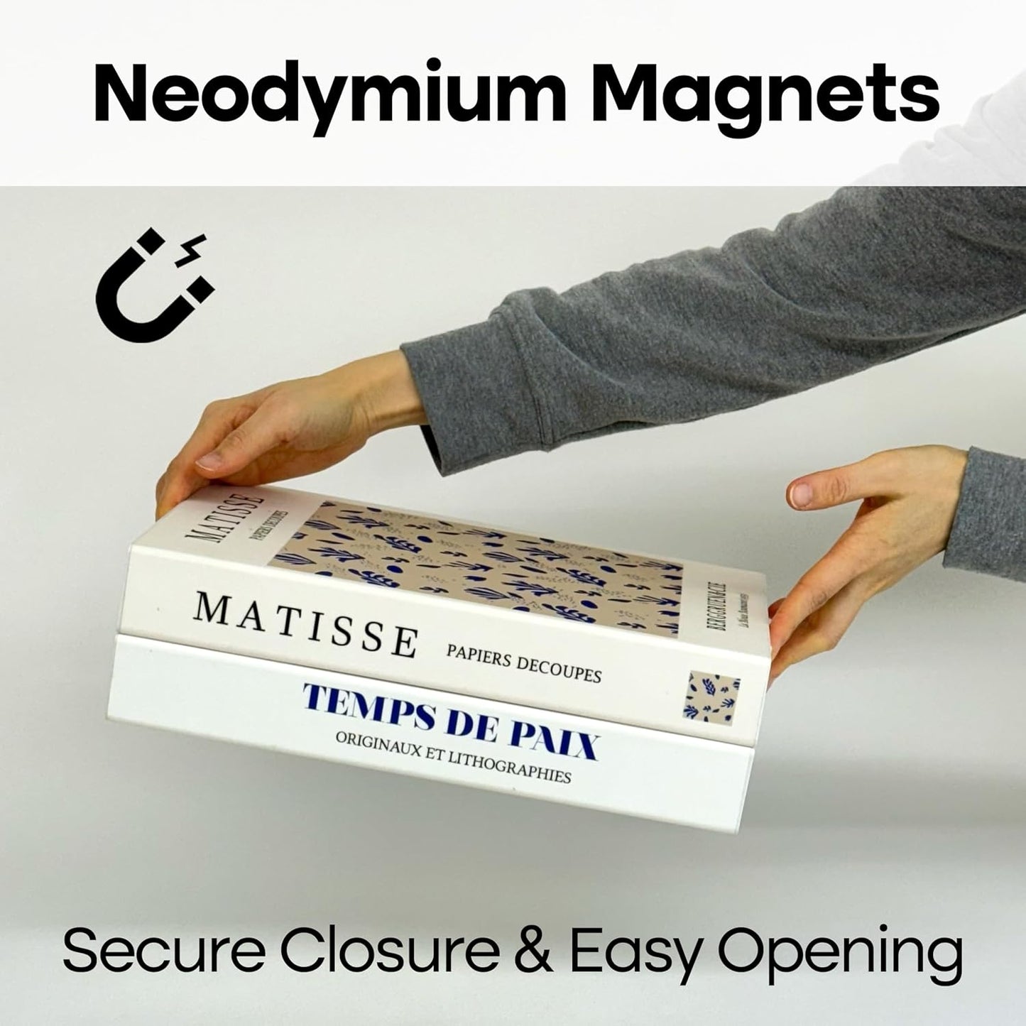 Book Shape Decorative Cable Management Box - Expandable Cable Organizer Box with Magnetic Closure for Home & Office (Serif, Standard)