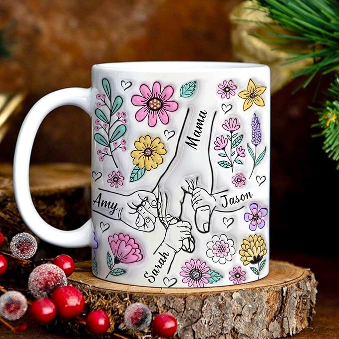 LOVELYPOD Custom Mom Mug with Kids Names, Mama Coffee Cup, Mothers Day Mug, Personalized Coffee Mugs, Christmas Gifts, Mothers Day Gifts for Mom