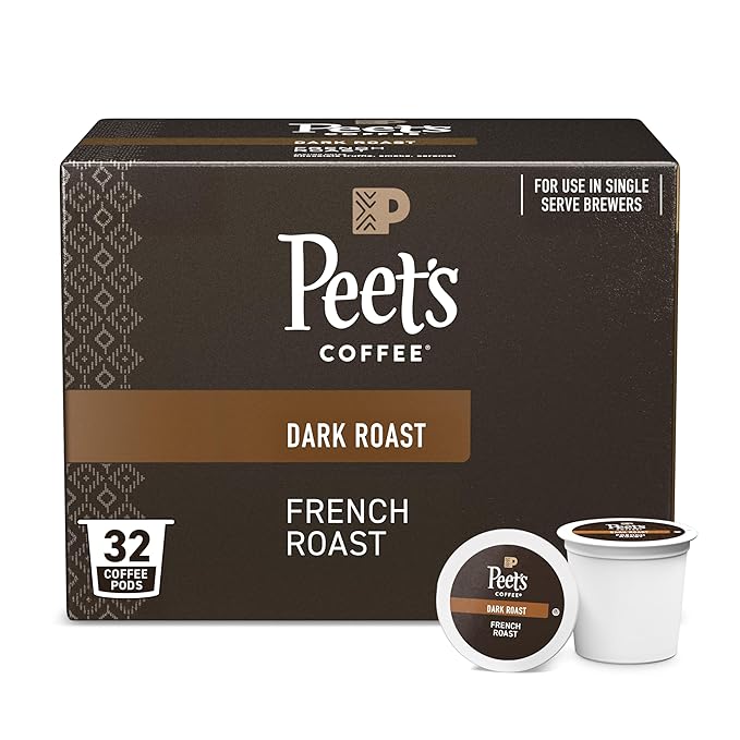 Peet's Coffee, Dark Roast Single Serve Coffee Pods - French Roast 32 Count (1 Box of 32 Pods)