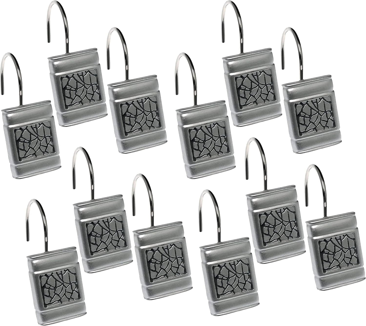 Zahari Home Sinatra 13pc Bathroom Shower Curtain Set - Classic Luxury Fabric Curtains with Unique Design & 12 Hooks