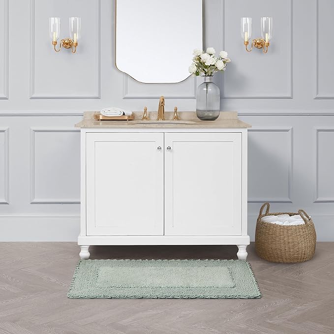 Laura Ashley Ruffle Border Sage Green 27"x 45" 100% Cotton Bath Rug