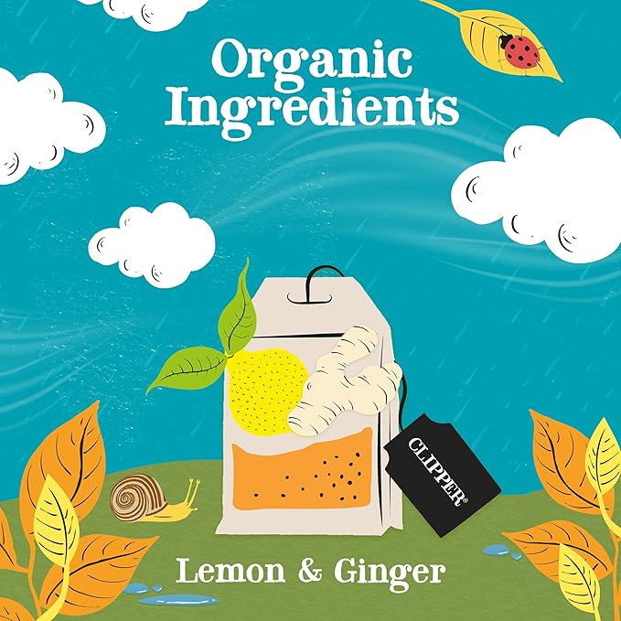Clipper Tea Lemon & Ginger Teabags – Caffeine Free, USDA Organic, Great Hot or Iced – Aromatic, Natural, Fair & Delicious – 50 Tea Bags