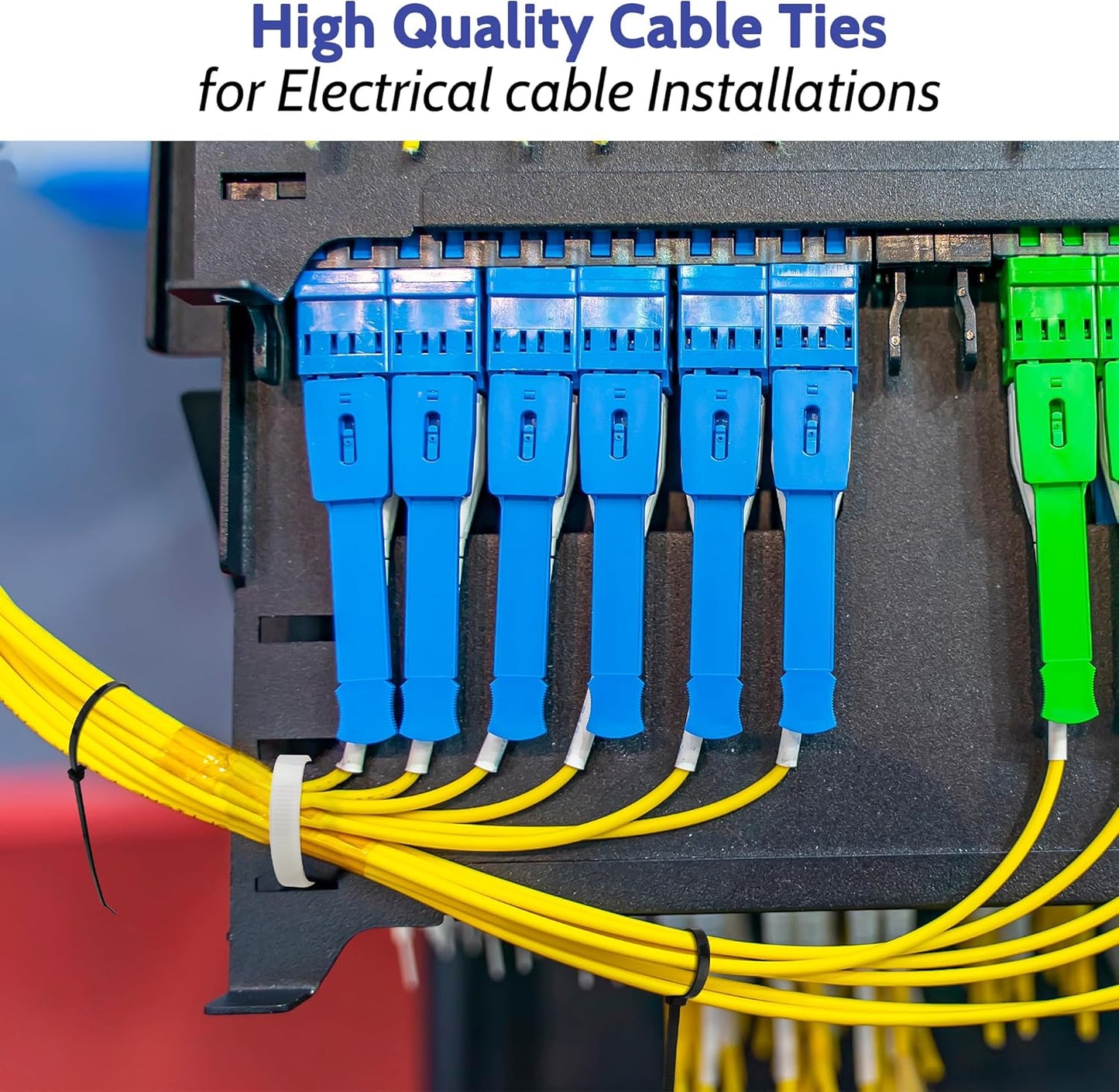 50 Pack Zip Cable Ties (Black and White, Each 25pcs), 11 Inch Self-Locking Nylon Zip Ties, Cable Cord Management, Plastic Wire Ties, Size: 7.2mm*300mm, UV Resistant, UL Listed, for Indoor and Outdoor