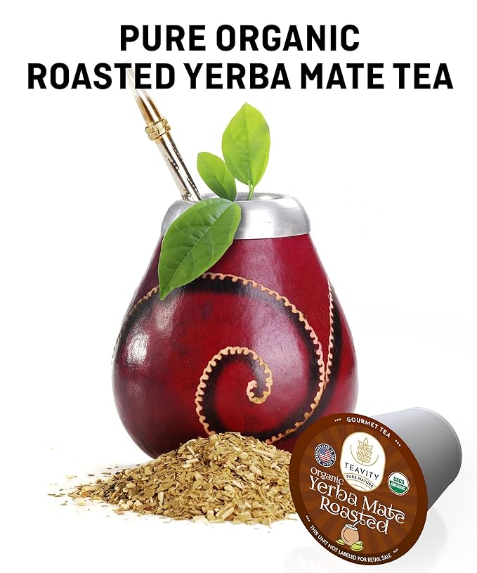 Organic Yerba Roasted Mate Tea Pods for Keurig by Teavity (36 Tea Pods)
