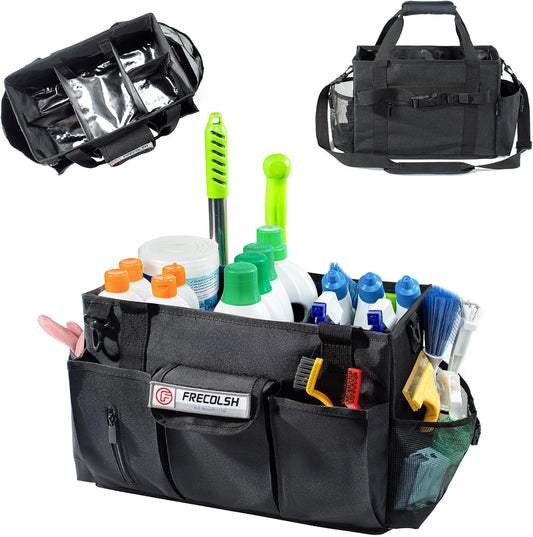 Large Cleaning Caddy for Cleaning Suppliers Organizer,15" Storage Organizer for House Clean Essential, Wearable Cleaing Bag, Storage Caddy for Housekeeping