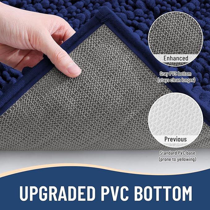 Arotive Luxury Chenille Bathroom Rug Mat, Extra Soft Thick Absorbent Shaggy Bath Rugs, Non-Slip Machine Wash Dry, Plush Bath Mats for Bathroom, Shower and Tub, 44x24, Navy