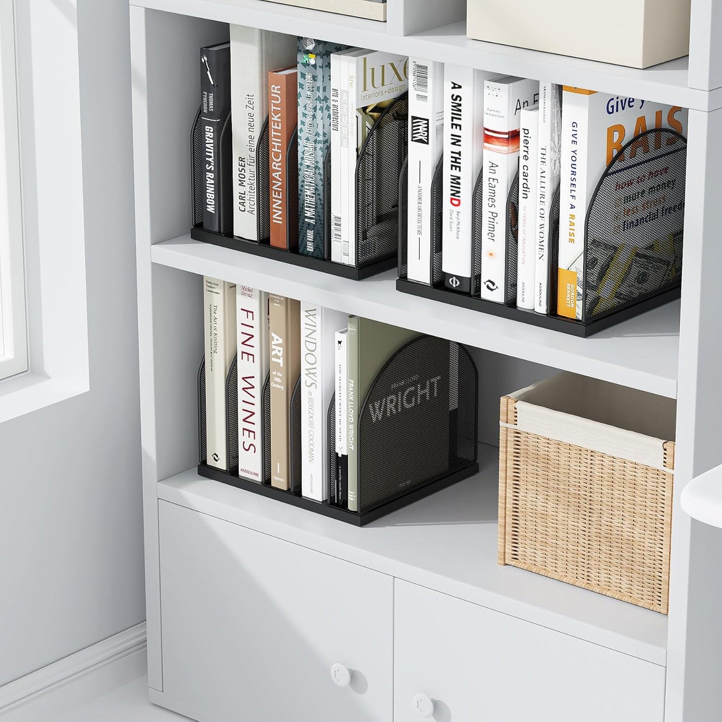 gianotter Desktop File Organizer, Desk Organizer with 5 Compartments, Paper Organizer for Desk, Workspace Organizers for Office Supplies (Black)