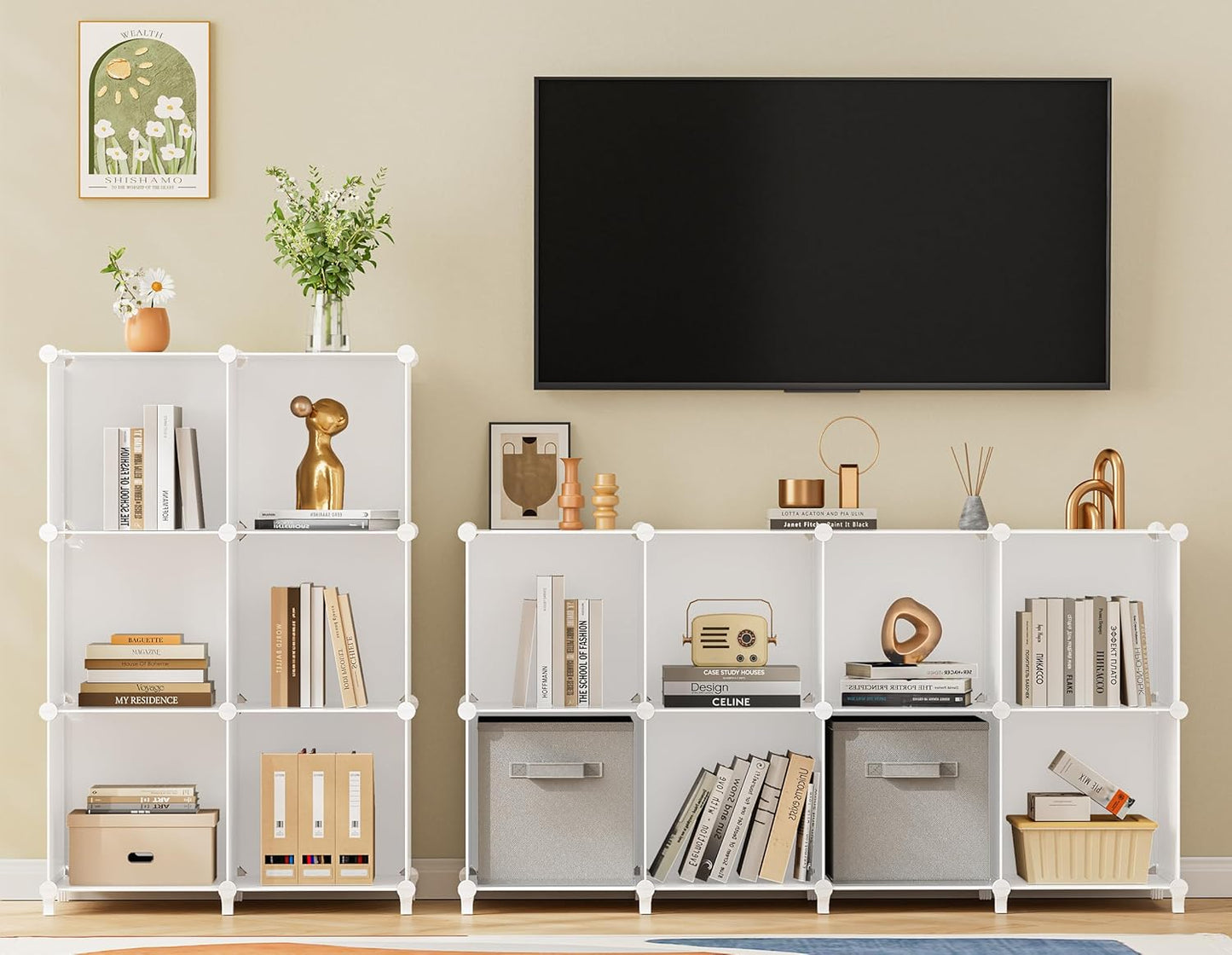 HOMIDEC Closet Organizers and Storage, 16 Cube Storage Organizer, Closet Organizer Bookshelf Cubes Shelves for Clothes, Bedroom, Kids Room, Bathroom, Wardrobe, Garment Racks, White