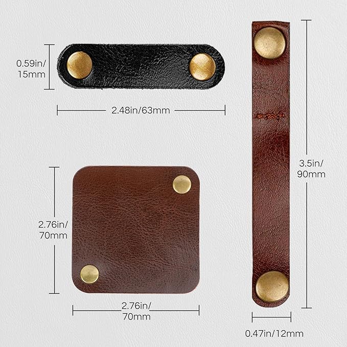 Kanemc 13Pcs Leather Cord Organizer, 3-Sizes Leather Cable Ties Cord Taco Snap On Cord Holders Cord Keepers For Travel, USB Charging Cable Strap Winder Earphone Wrap, Gifts For Women Men