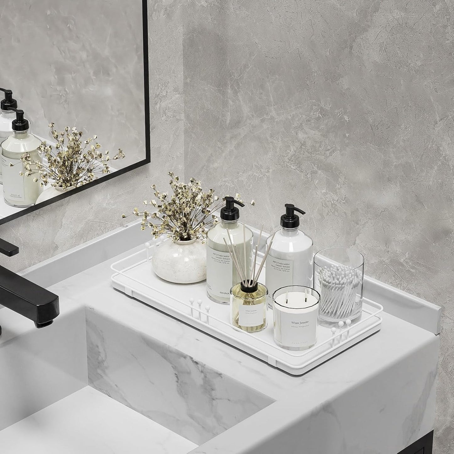 Toilet Paper Basket, Bathroom Basket for Counter Toiletries Towel Decor TP, Toilet Tank Tray, Guest Back of Toilet Organizer Storage, Vanity Tray for Perfume Makeup, Kitchen 13”x6.5” White