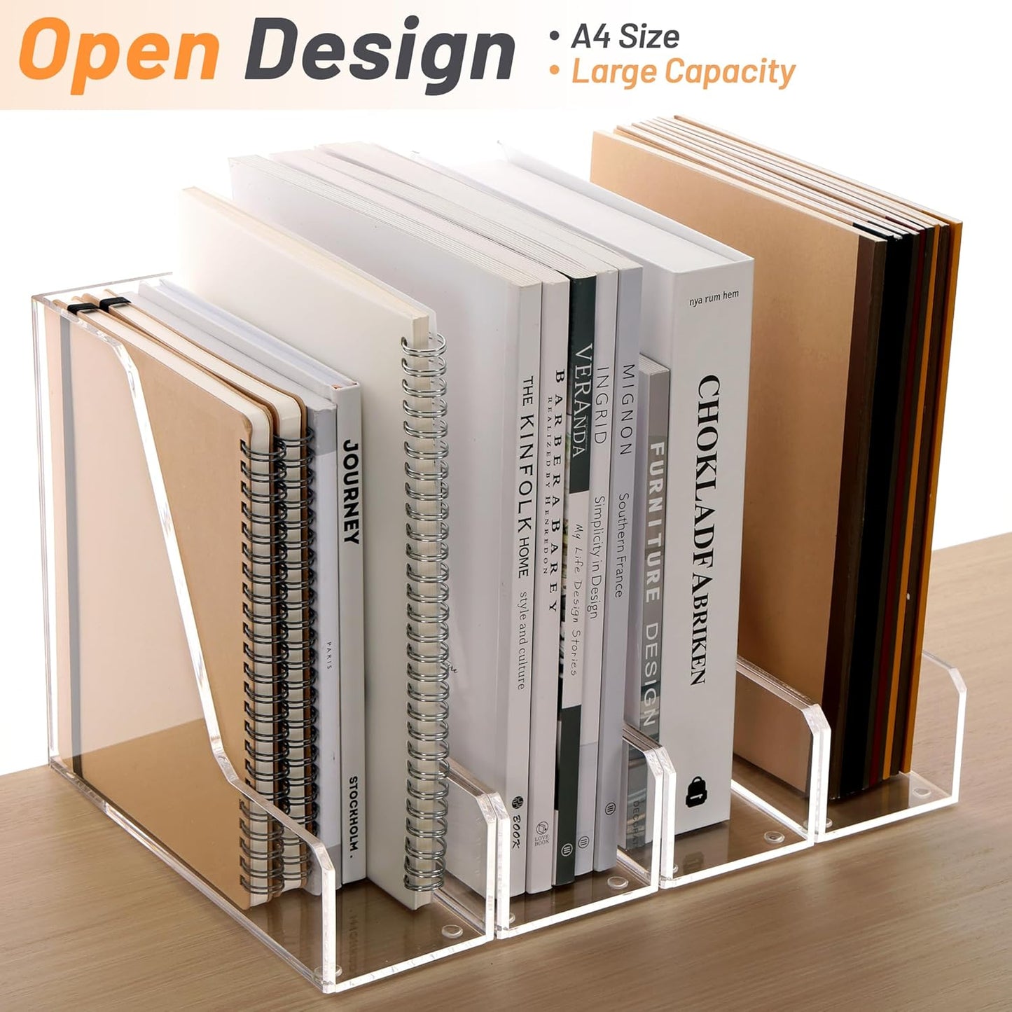 SANRUI Acrylic Magazine File Holders, Classroom Organization and Storage, Clear Bookend File Sorter, Desktop File Organizer 2-Pack