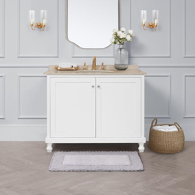 Laura Ashley Ruffle Border 100% Cotton Bath Rug, Purple, 20"x 34"